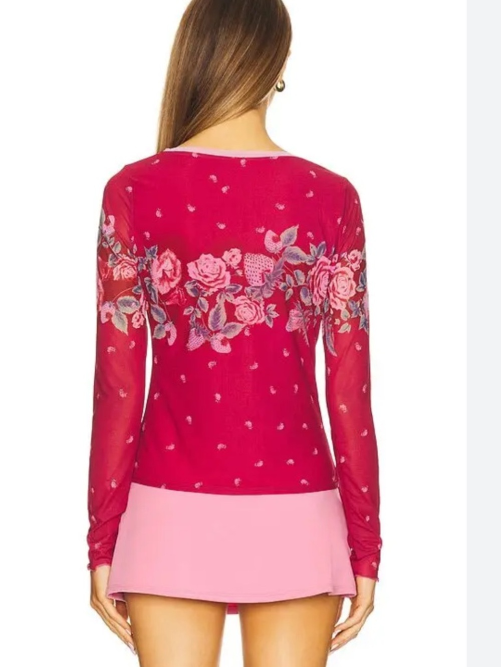 NEW Free People x Revolve
Grown Cardi in Magenta..Sheer Floral Button NWT - Picture 2 of 4